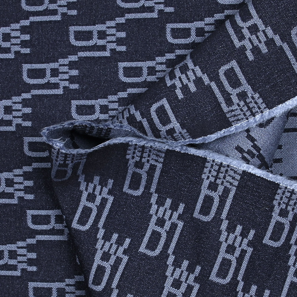 Jacquard polyviscose initiales fond marine - Image 6