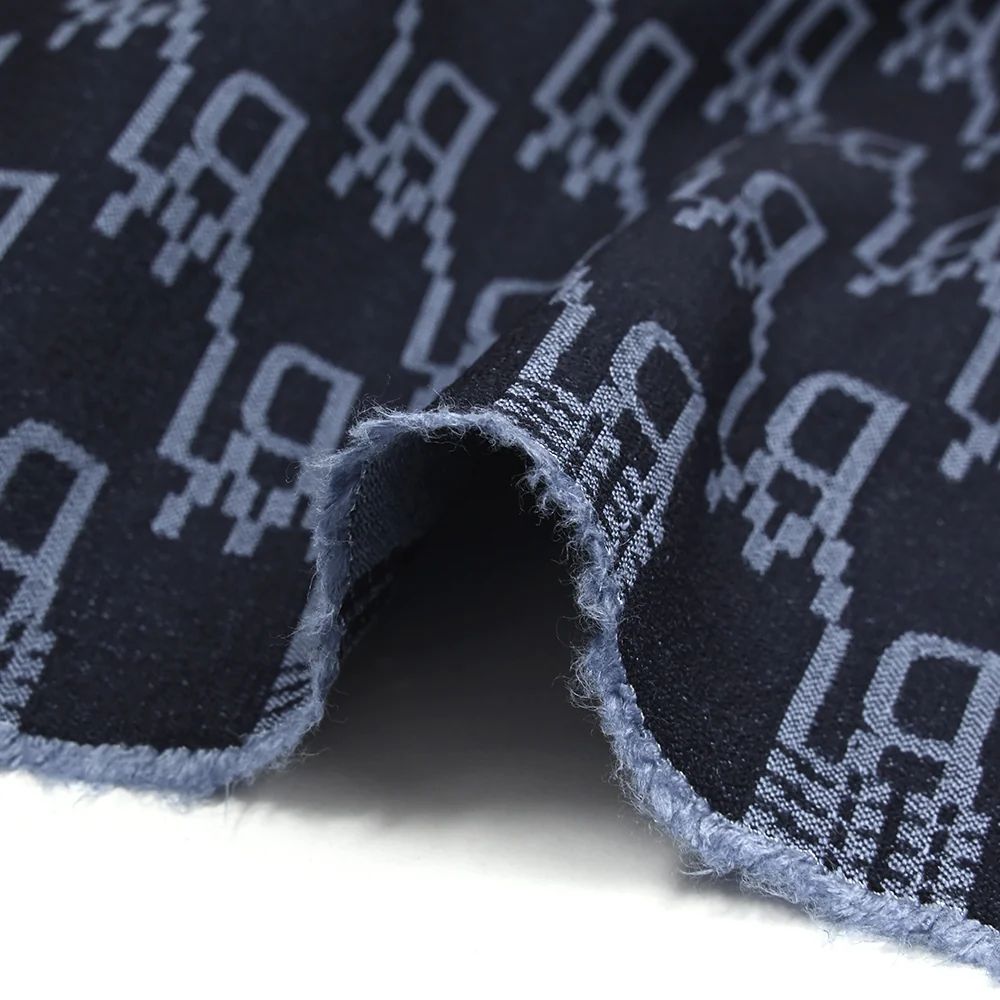 Jacquard polyviscose initiales fond marine - Image 7