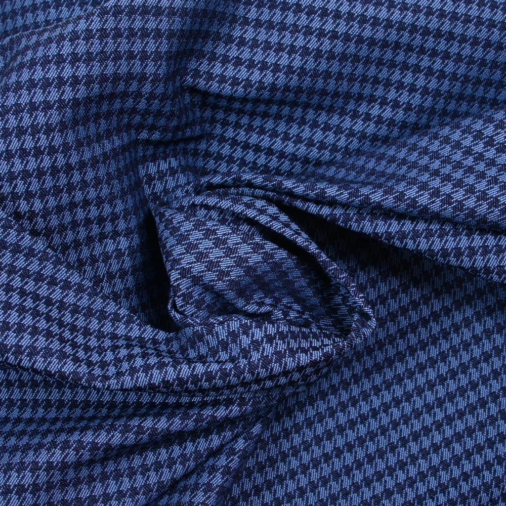 Jacquard polyviscose pied-de-poule fond marine - Image 2
