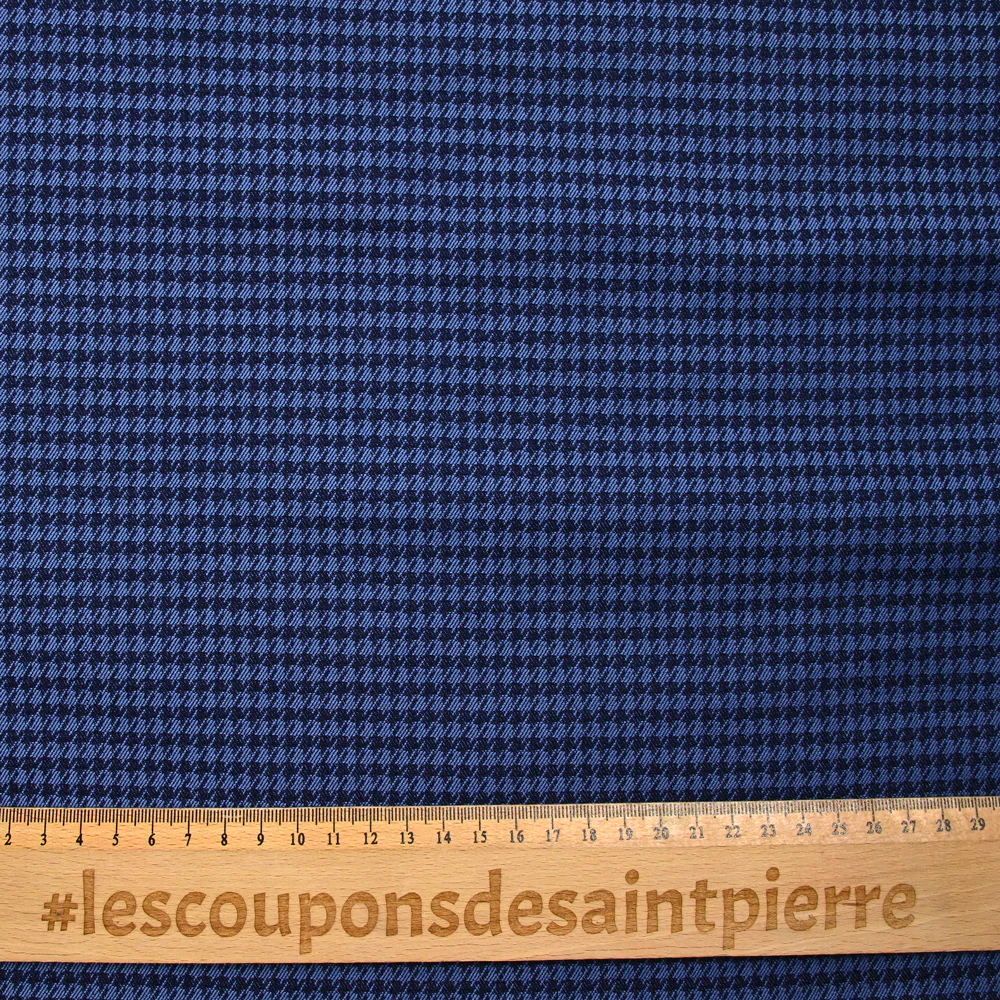 Jacquard polyviscose pied-de-poule fond marine - Image 3