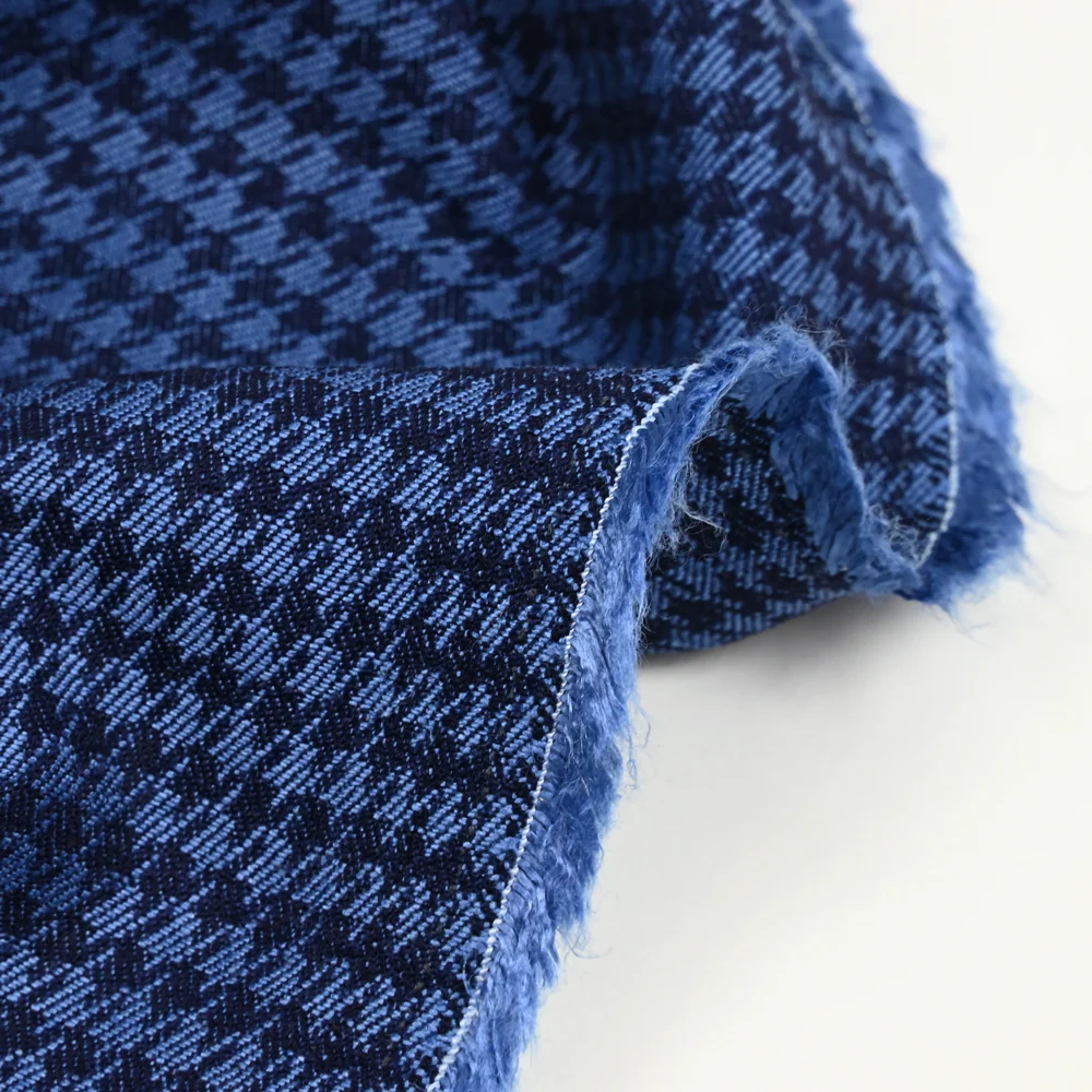 Jacquard polyviscose pied-de-poule fond marine - Image 5