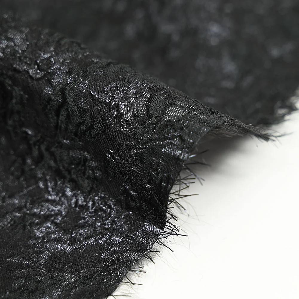 Jacquard soie et polyester rose en tourbillon noir - Image 5