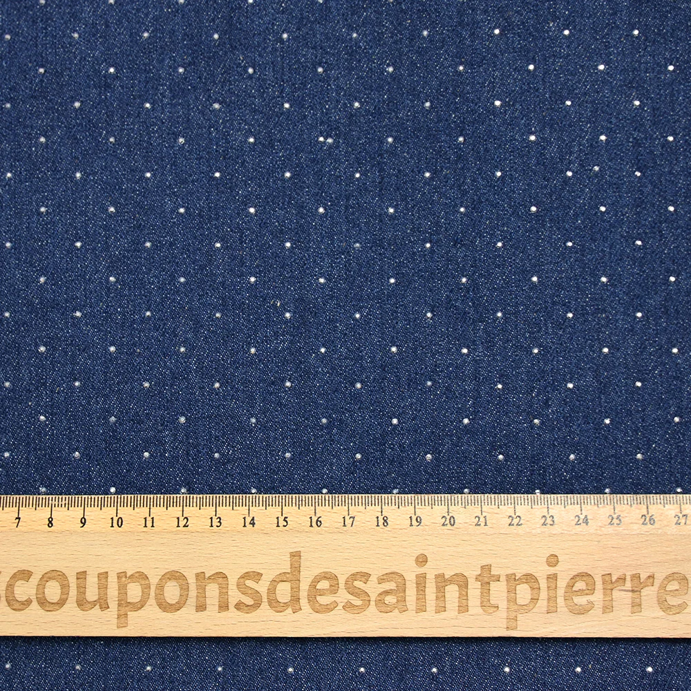 Jean's coton orné de strass fond bleu brut - Image 3