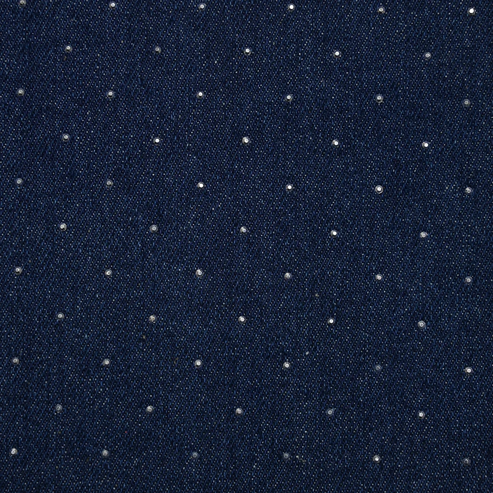 Jean's coton orné de strass fond bleu brut - Image 4