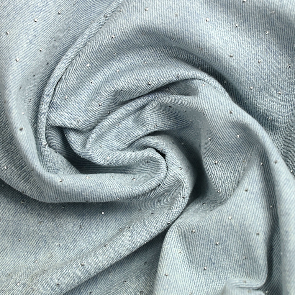 Jean's coton orné de strass fond bleu clair - Image 2