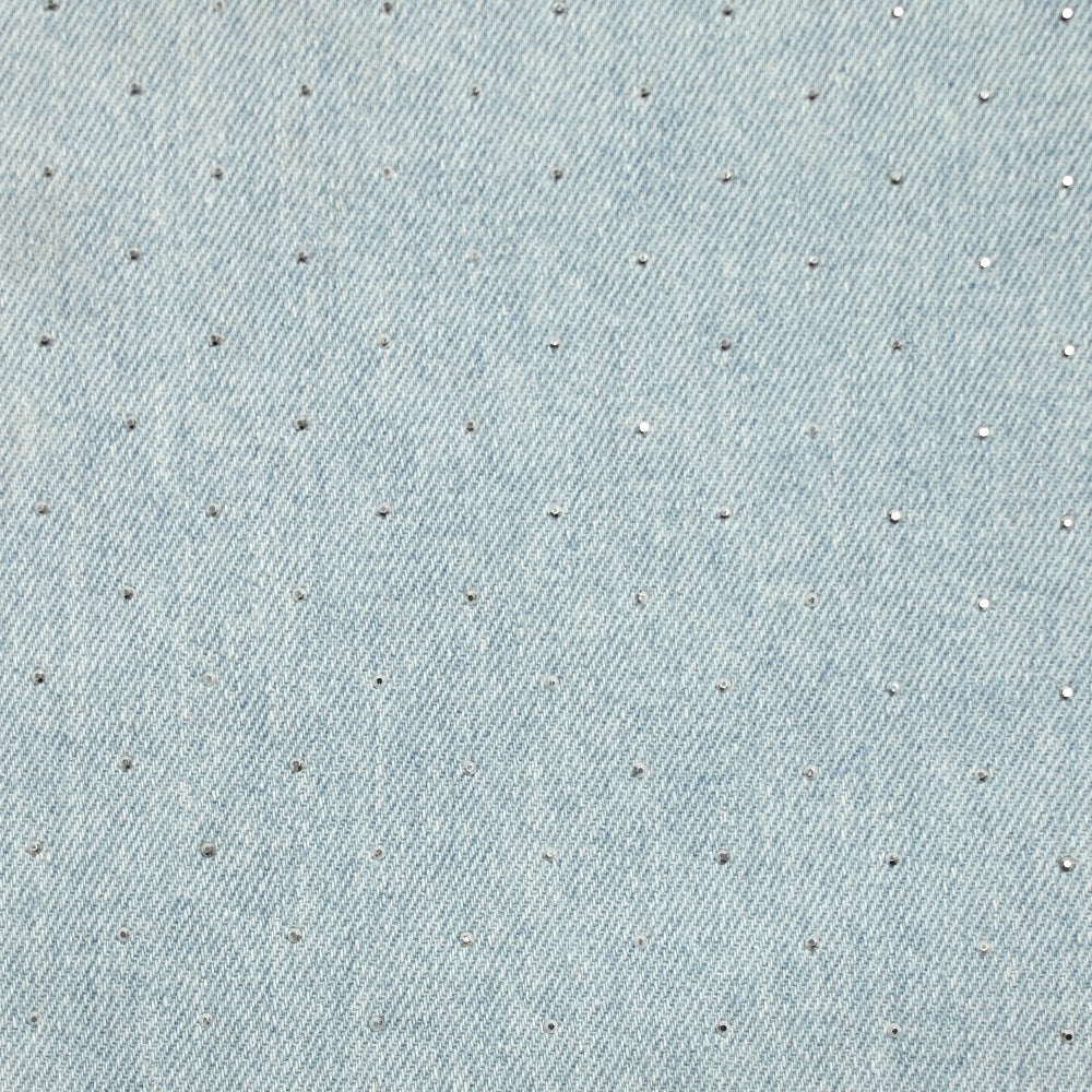 Jean's coton orné de strass fond bleu clair - Image 4