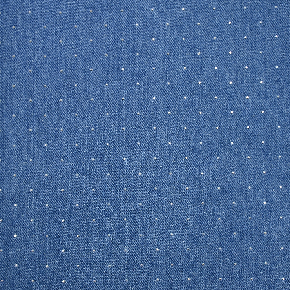 Jean's coton orné de strass fond bleu moyen - Image 3