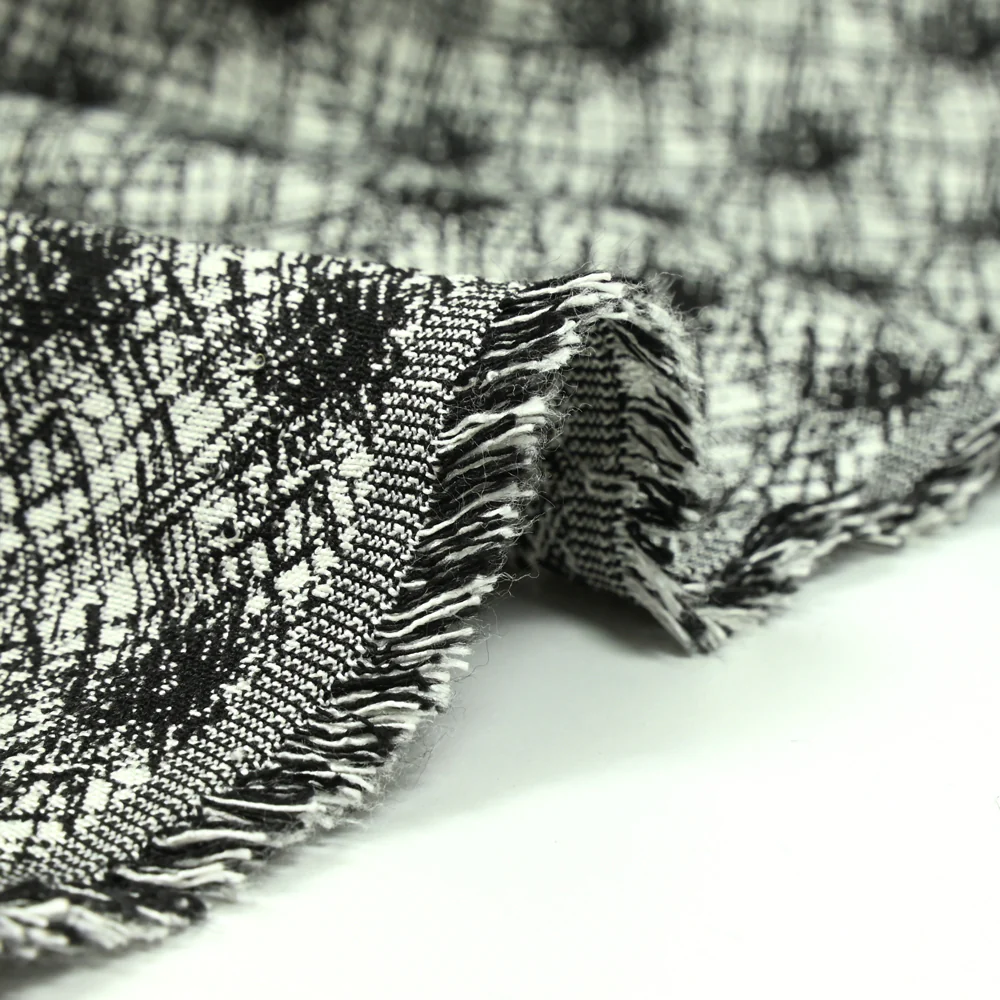 Jacquard polyviscose abstrait fond noir - Image 5