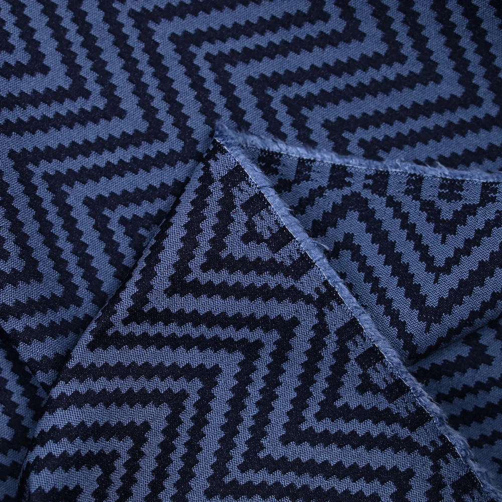 Jacquard polyviscose chevron fond marine - Image 5