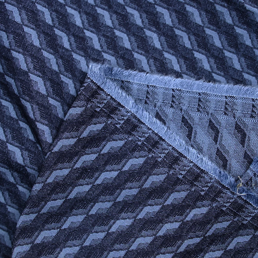Jacquard polyviscose diagonale fond marine - Image 3
