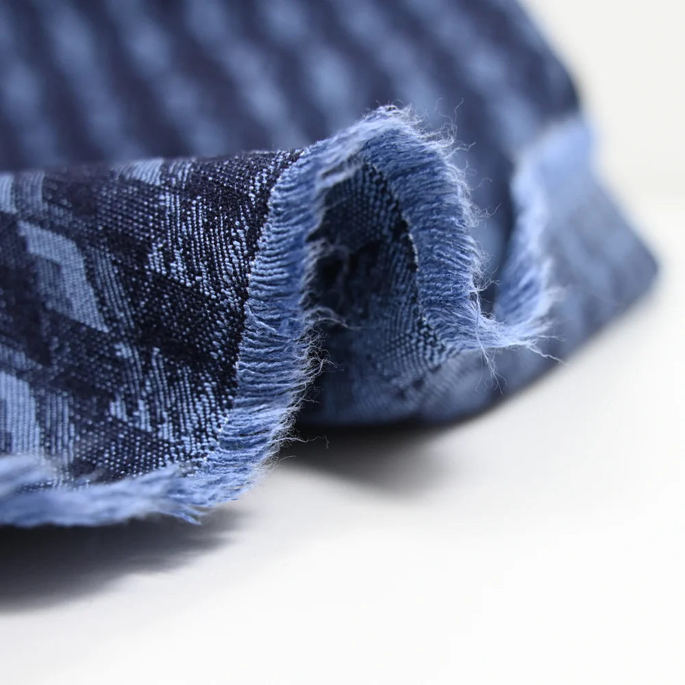 Jacquard polyviscose diagonale fond marine - Image 5