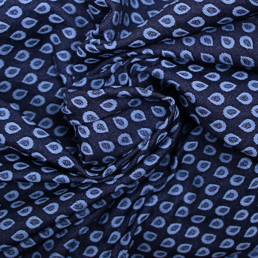 Jacquard polyviscose goutte d'eau fond marine - Image 2