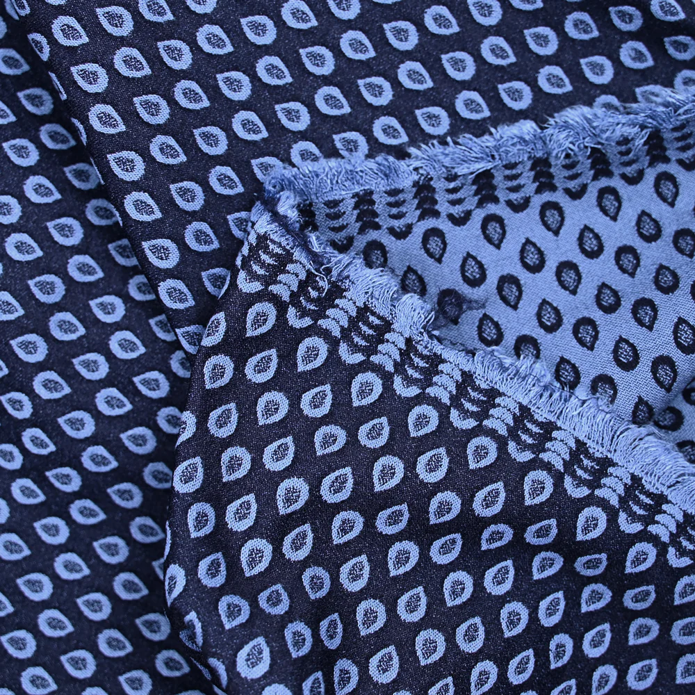 Jacquard polyviscose goutte d'eau fond marine - Image 5