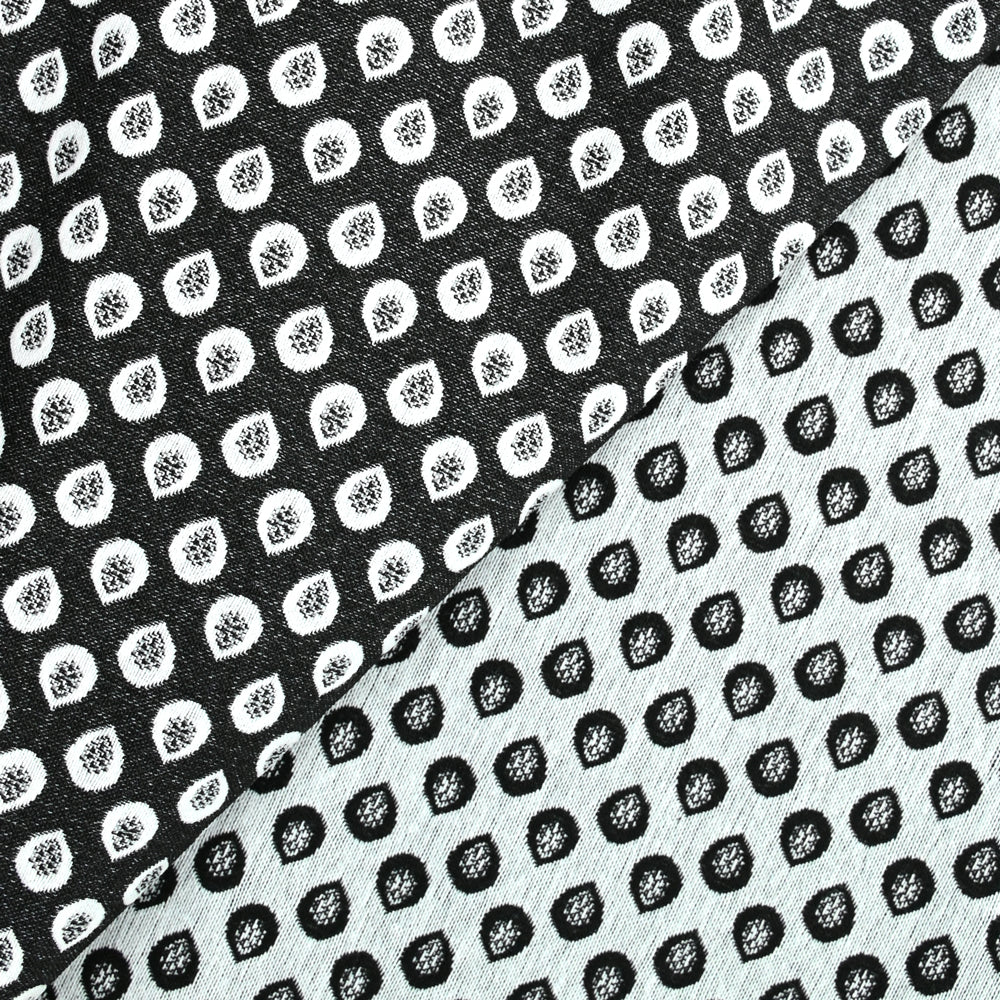 Jacquard polyviscose goutte d'eau fond noir