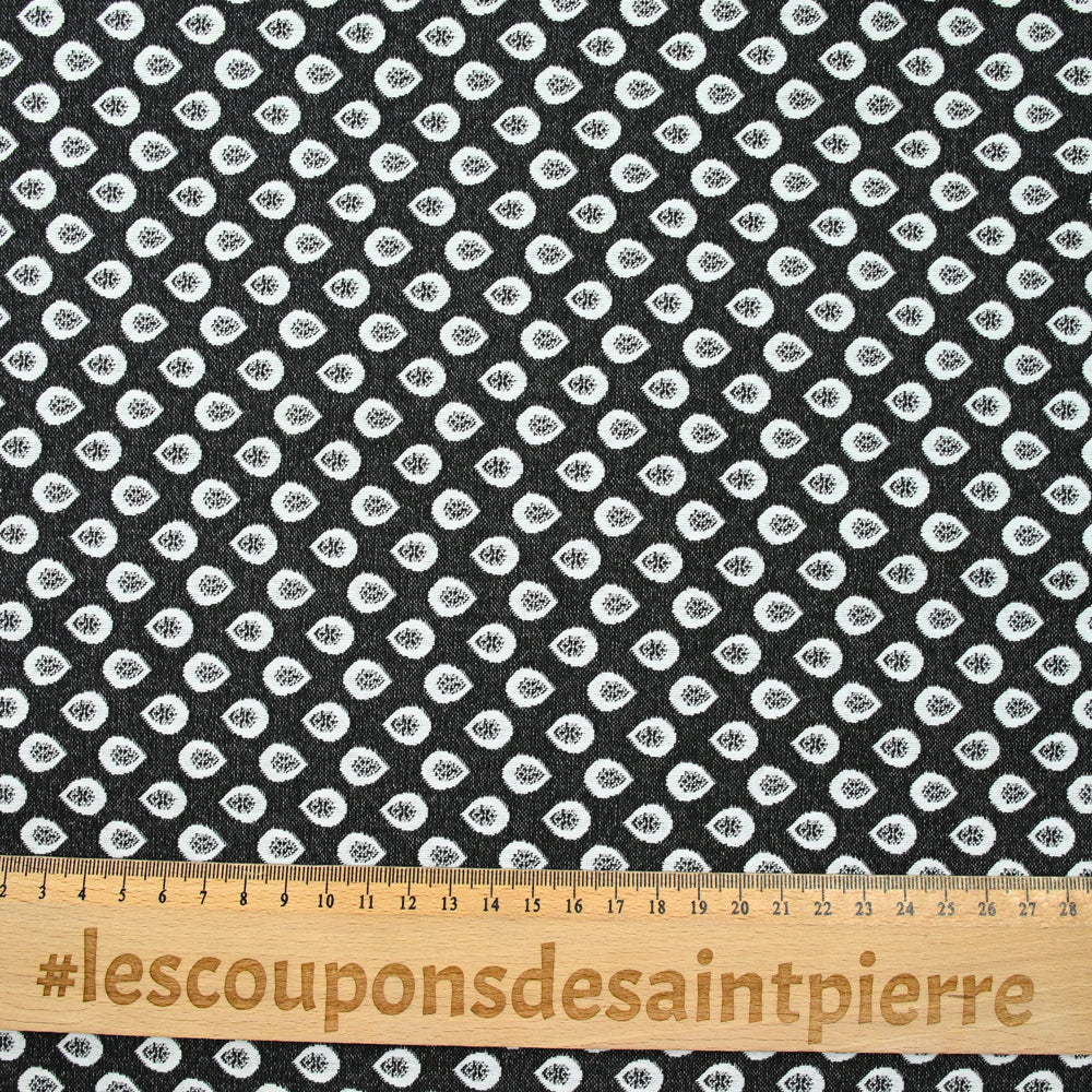 Jacquard polyviscose goutte d'eau fond noir - Image 3