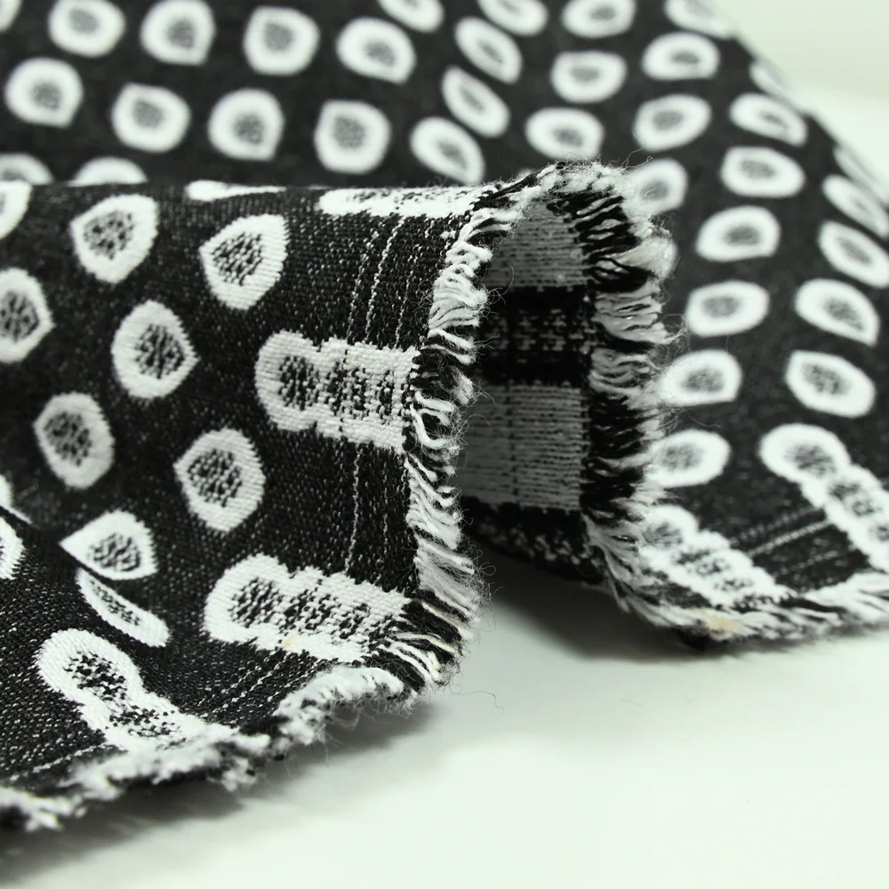 Jacquard polyviscose goutte d'eau fond noir - Image 6