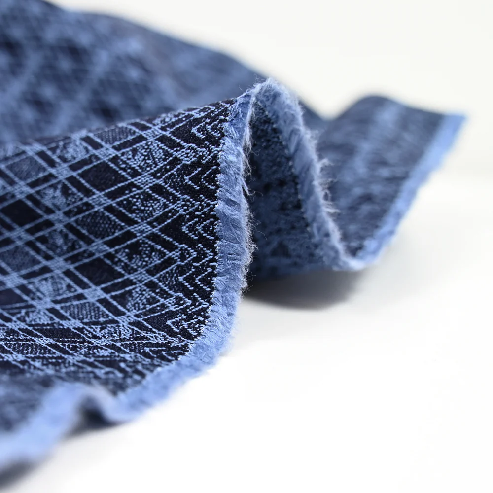 Jacquard polyviscose losange fond marine - Image 5