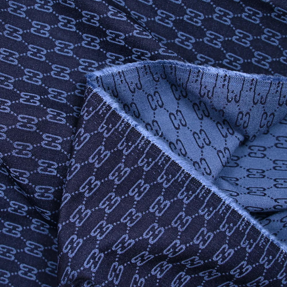 Jacquard polyviscose médaillon fond marine - Image 4