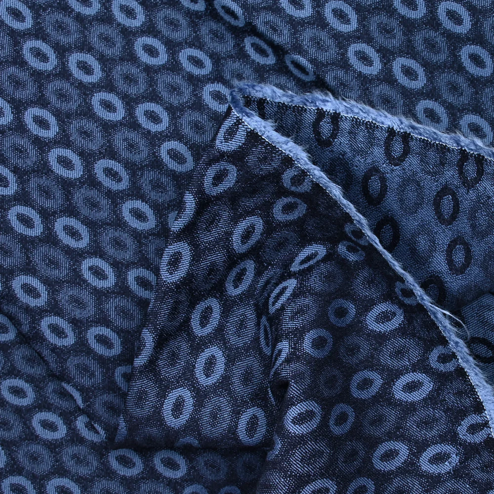 Jacquard polyviscose ovale fond marine - Image 4