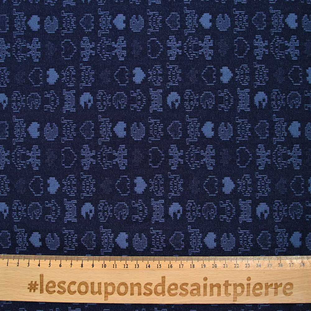 Jacquard polyviscose pacman fond marine - Image 3