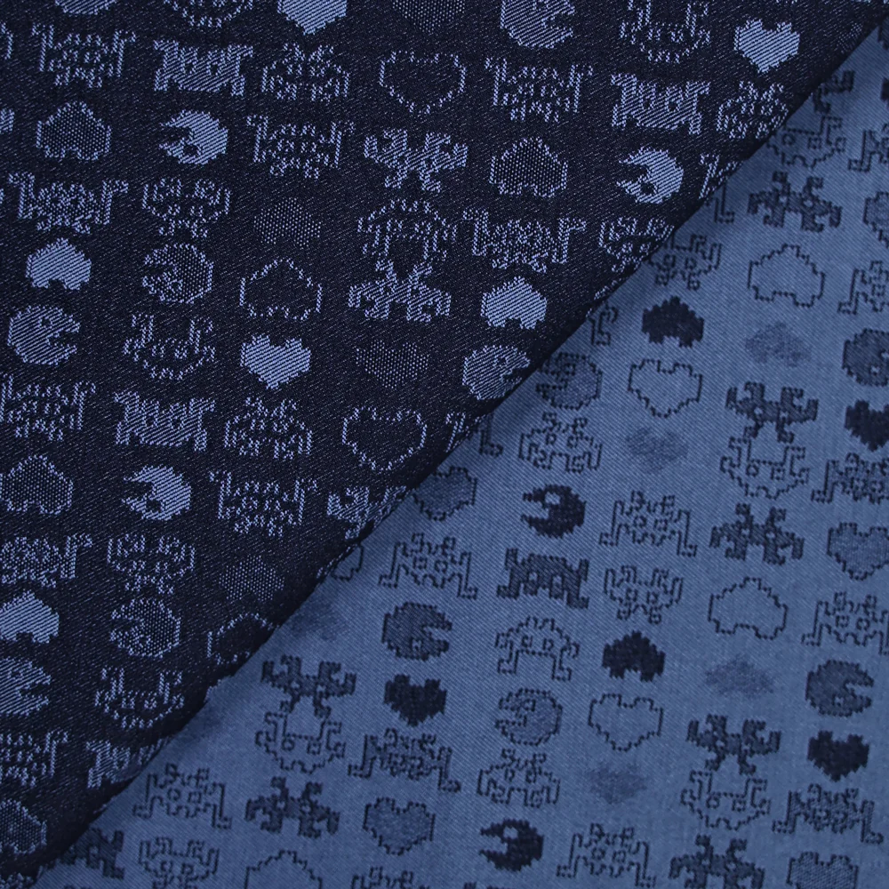Jacquard polyviscose pacman fond marine - Image 4