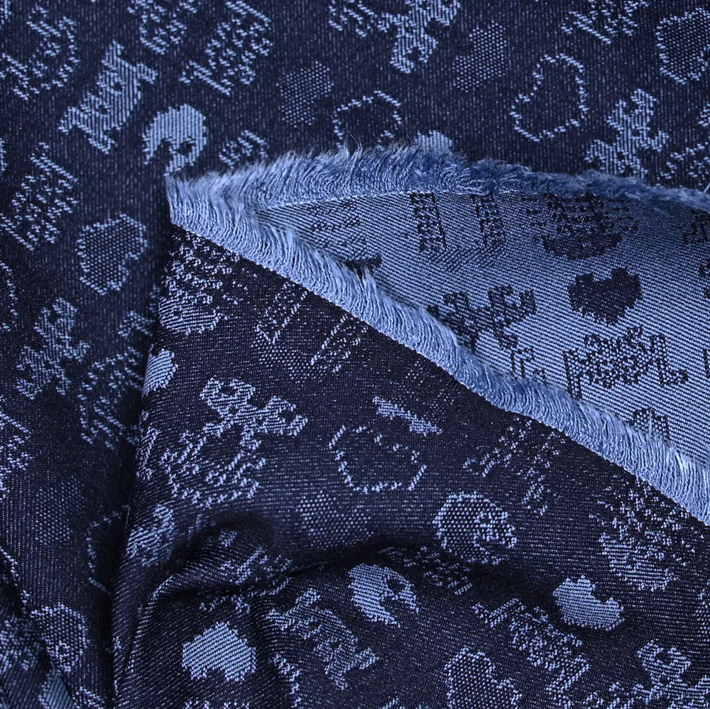Jacquard polyviscose pacman fond marine - Image 6