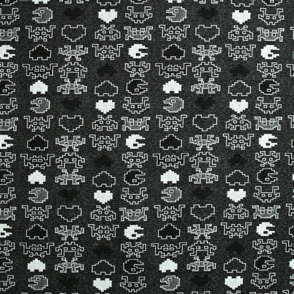 Jacquard polyviscose pacman fond noir
