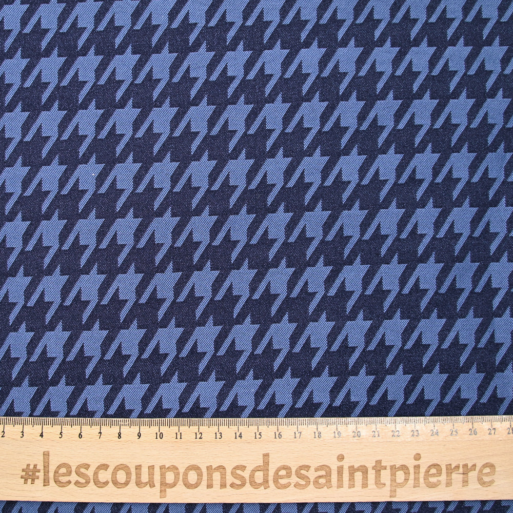 Jacquard polyviscose pied de coq fond marine - Image 4