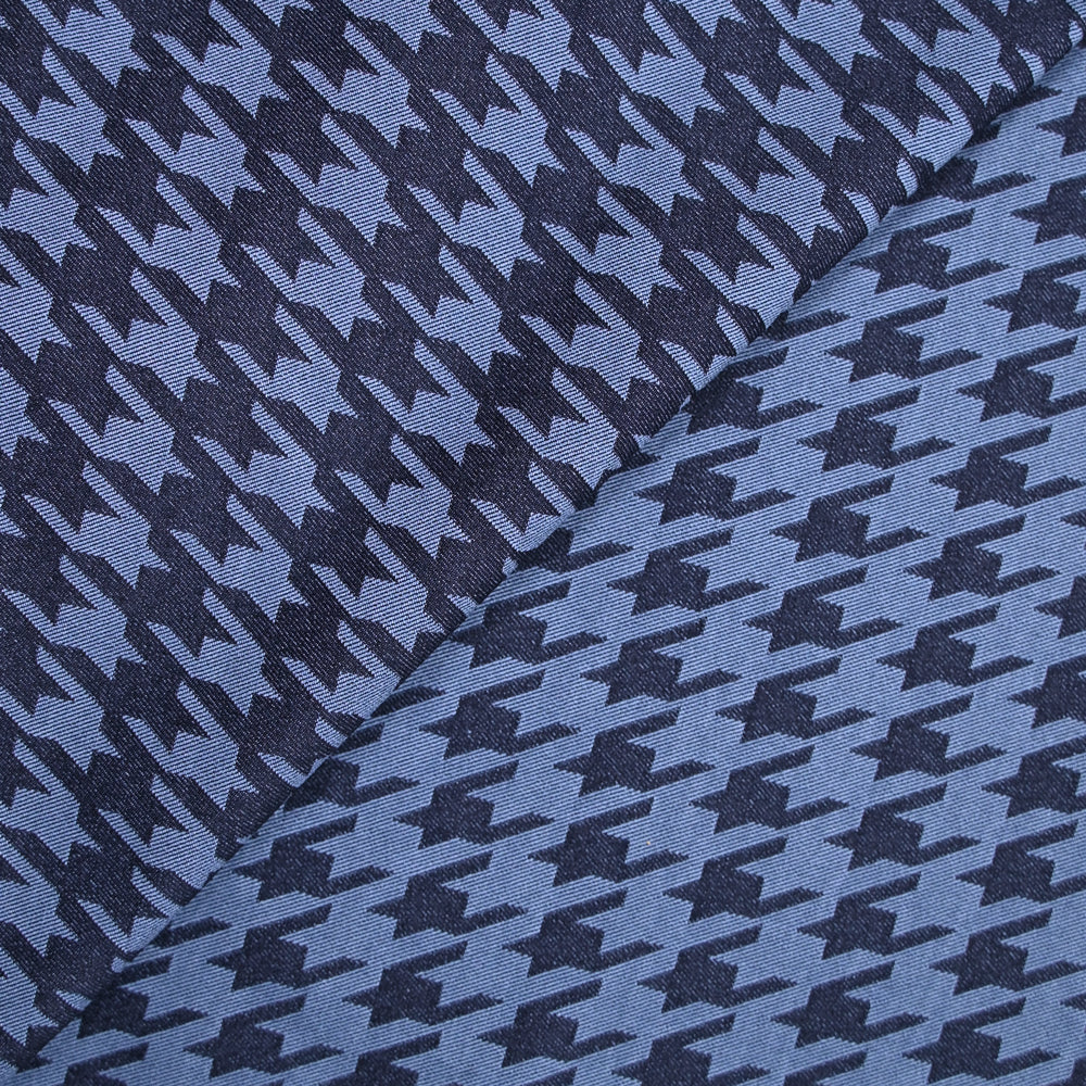 Jacquard polyviscose pied de coq fond marine - Image 5