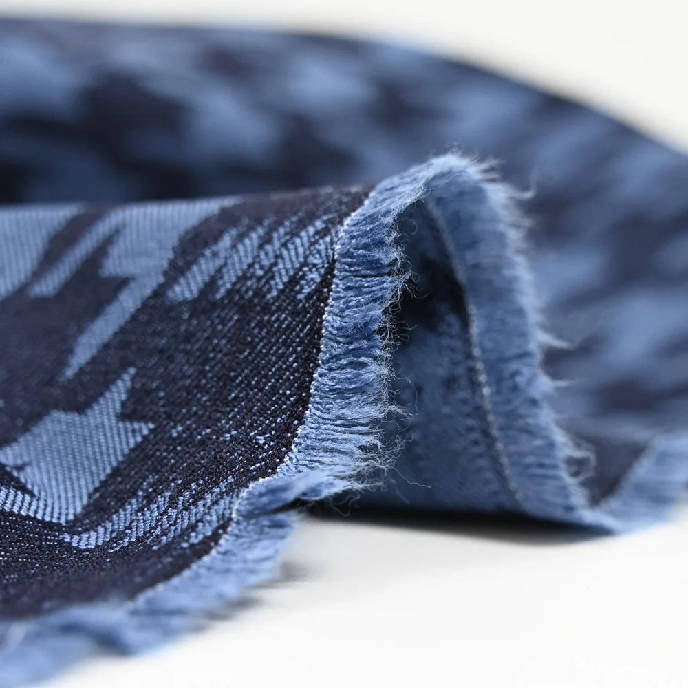 Jacquard polyviscose pied de coq fond marine - Image 6