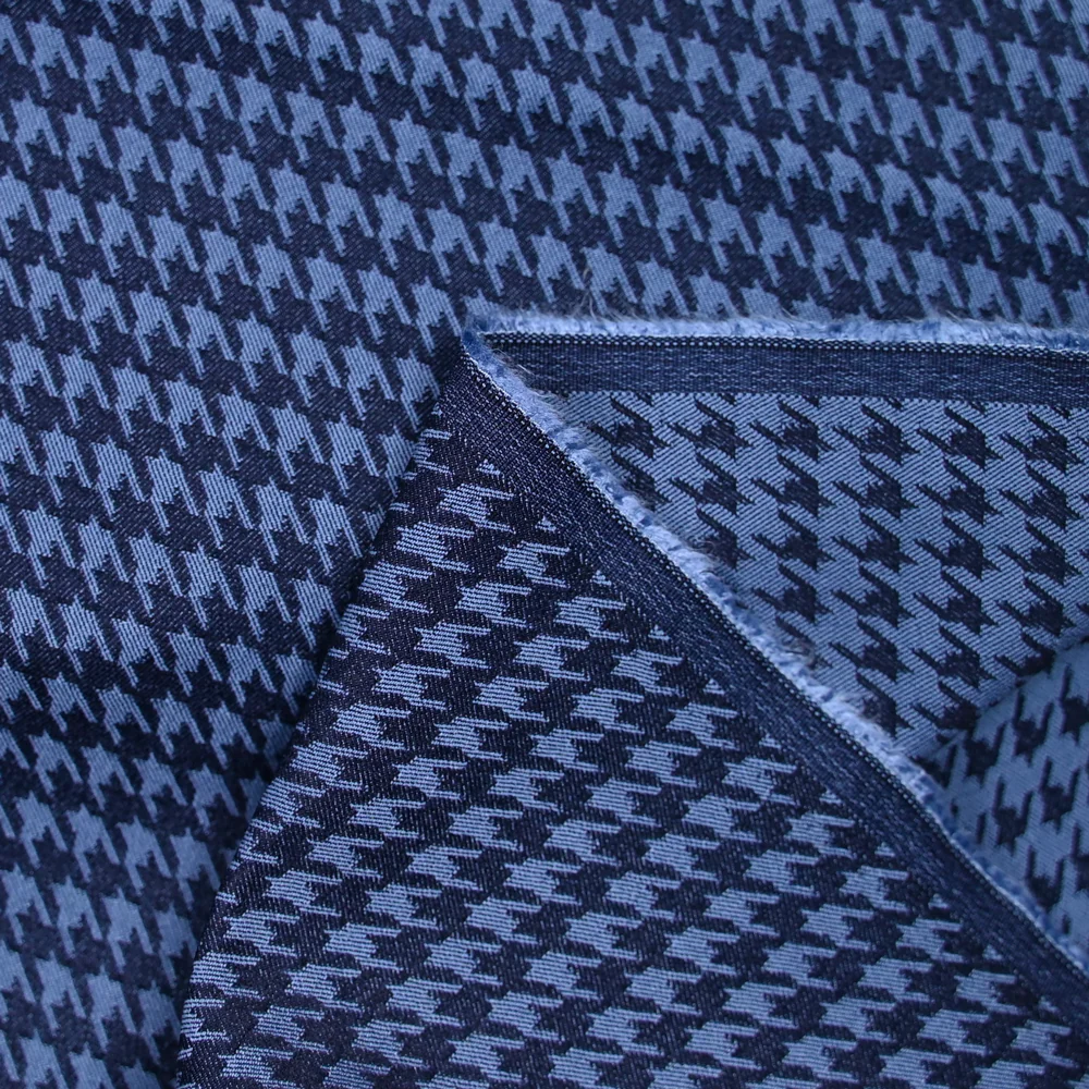 Jacquard polyviscose pied de poule marine - Image 5