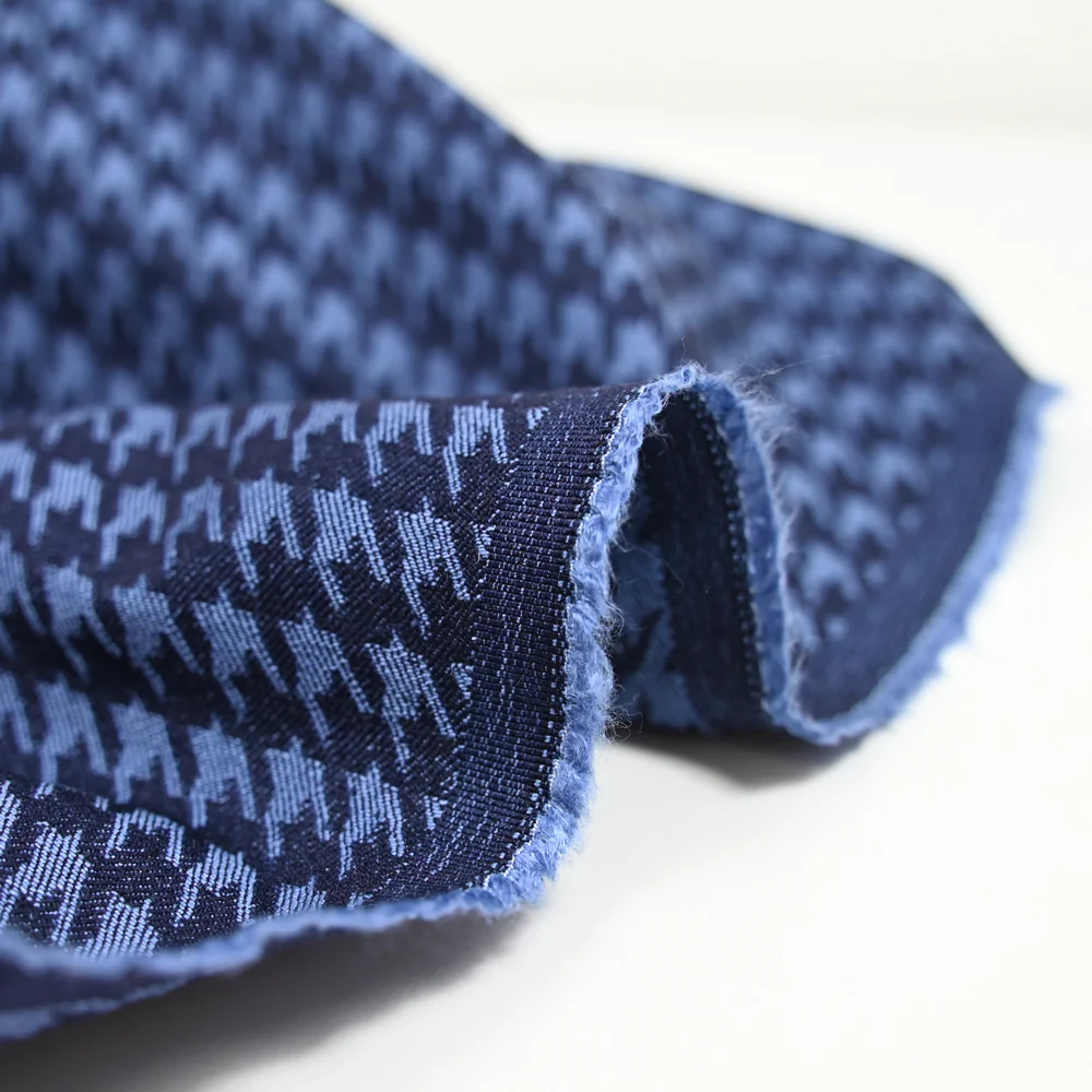 Jacquard polyviscose pied de poule marine - Image 6