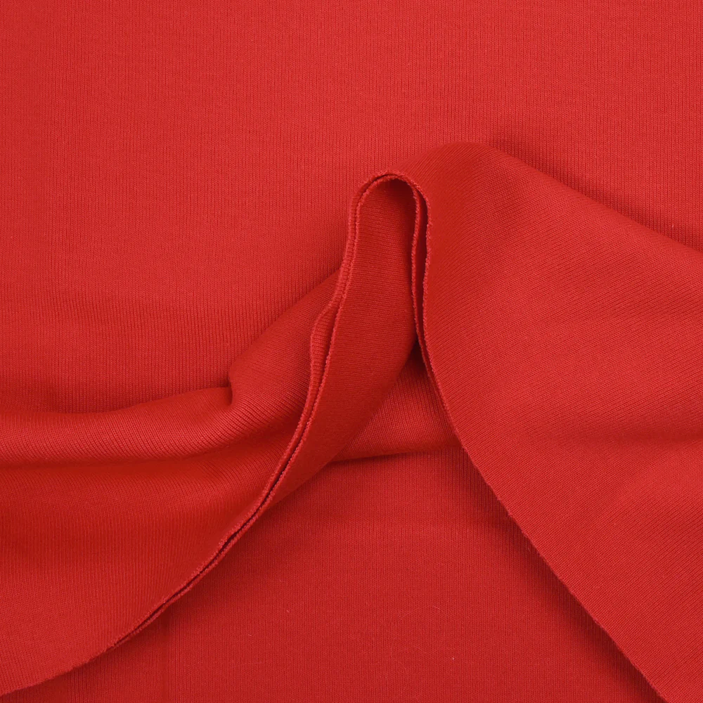 Jersey bord-côte tubulaire lourd rouge - Image 4