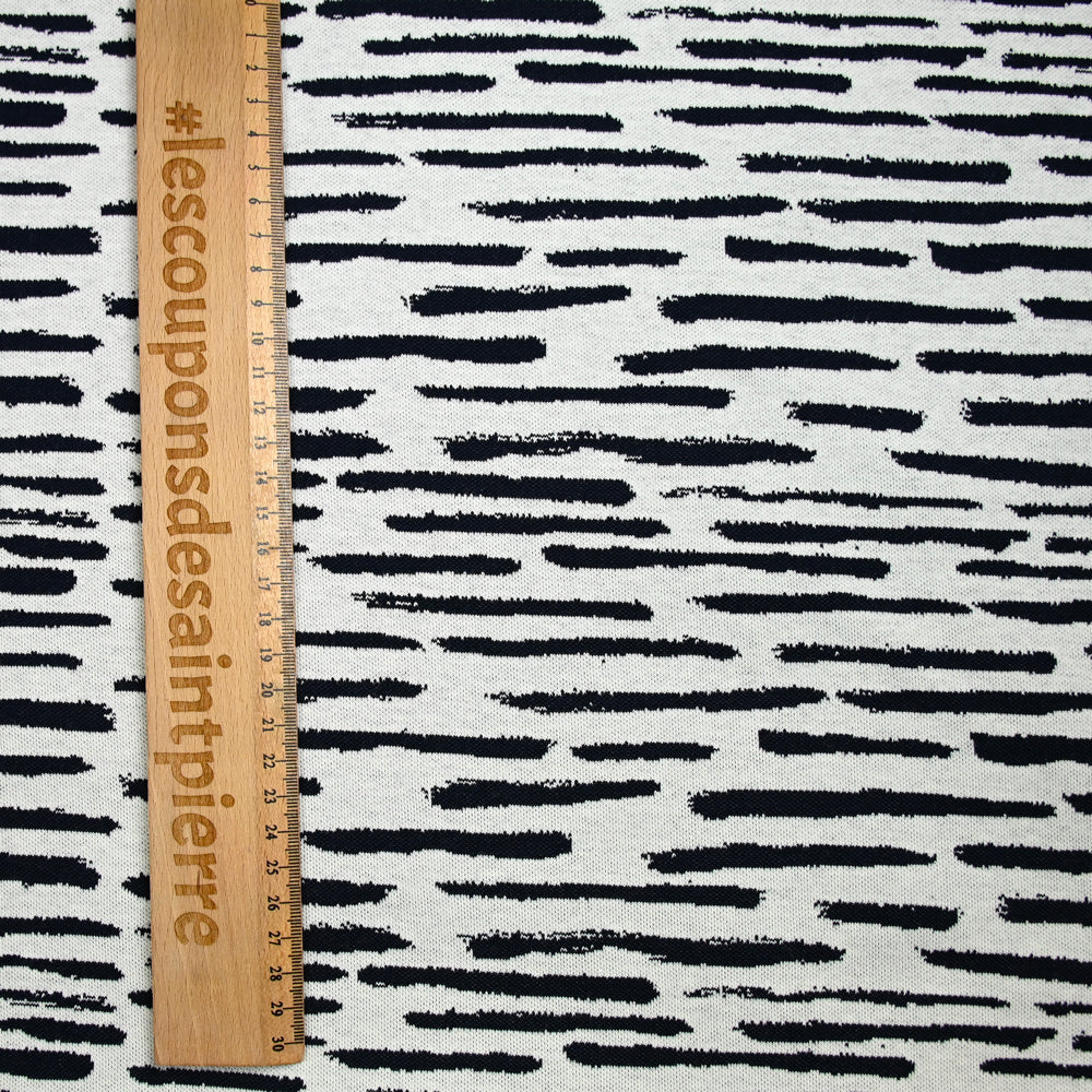 Jersey de coton tissé teint fantaisie marine fond blanc - Image 4