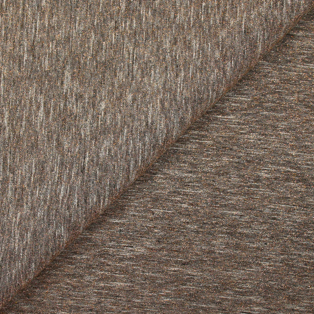 Jersey de polycoton Lurex bronze fond grège chiné