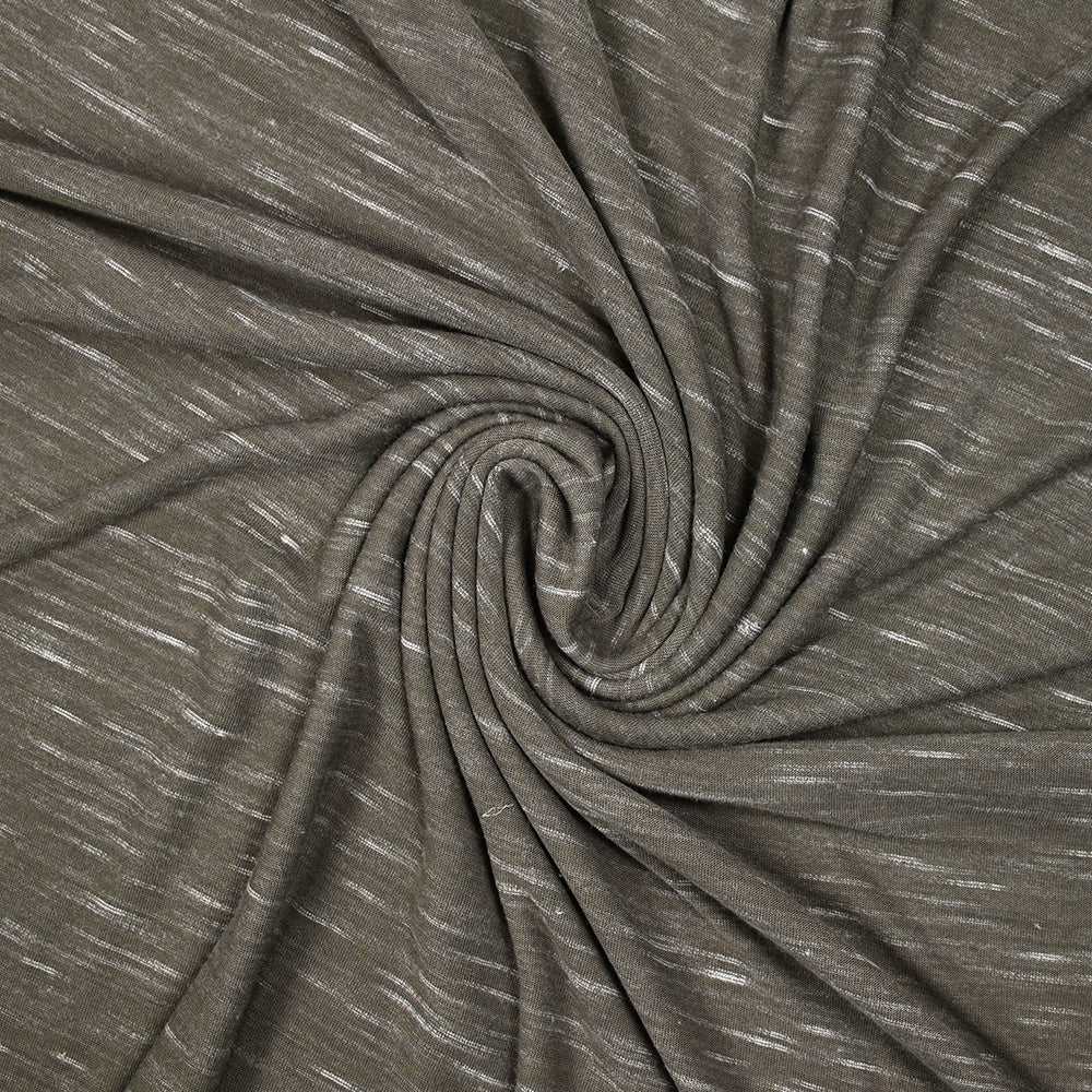 Jersey de polyester flammé blanc fond taupe - Image 2