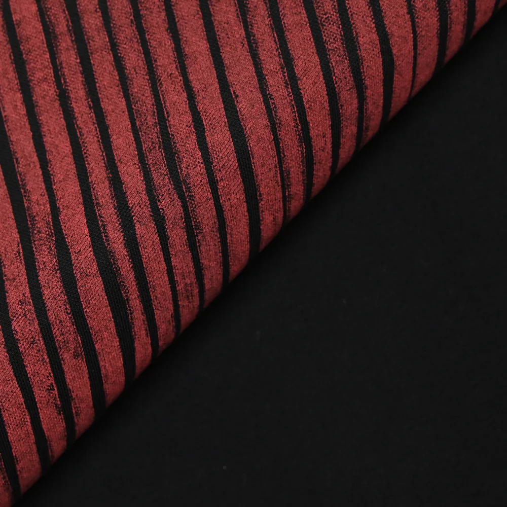 Jersey de polyviscose rayé brique - Image 3