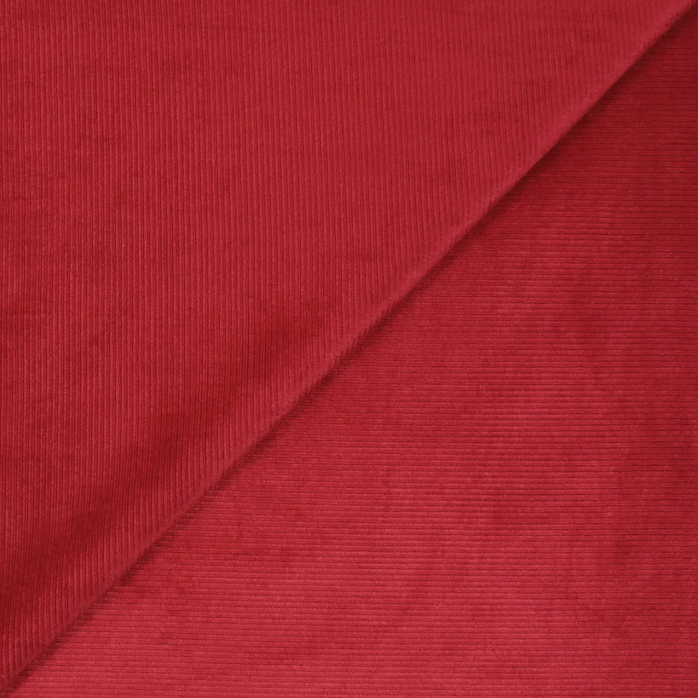 Jersey de velours côtelé tout doux rouge fraise