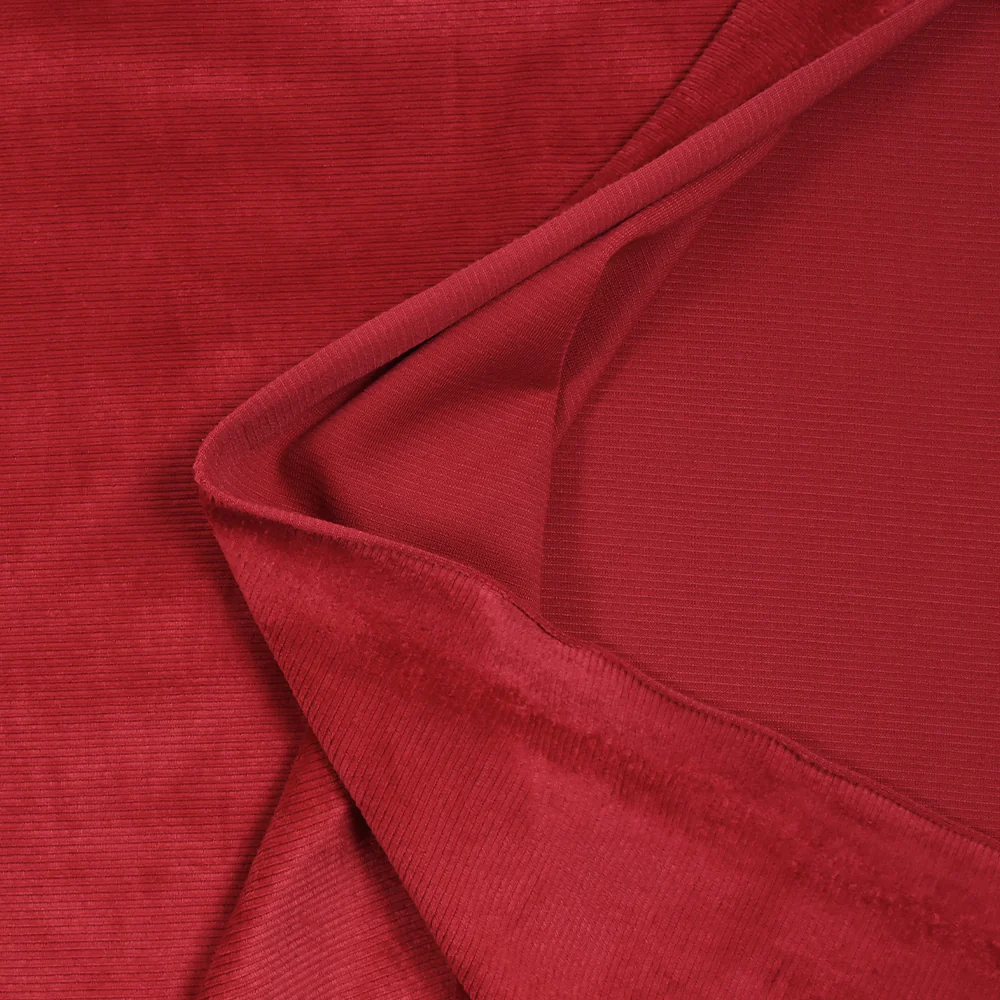 Jersey de velours côtelé tout doux rouge fraise - Image 6