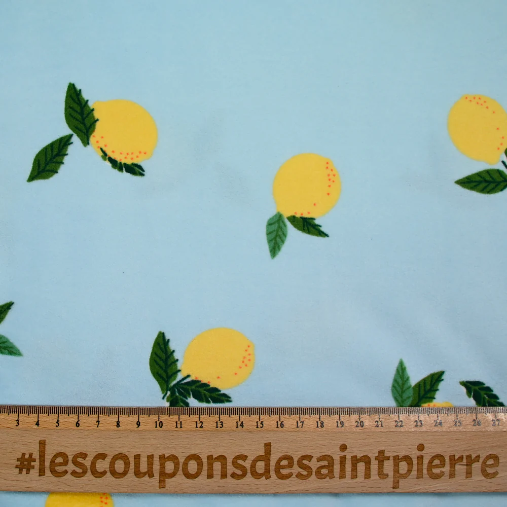 Jersey de velours nicky imprimé citron sur fond ciel - Image 3