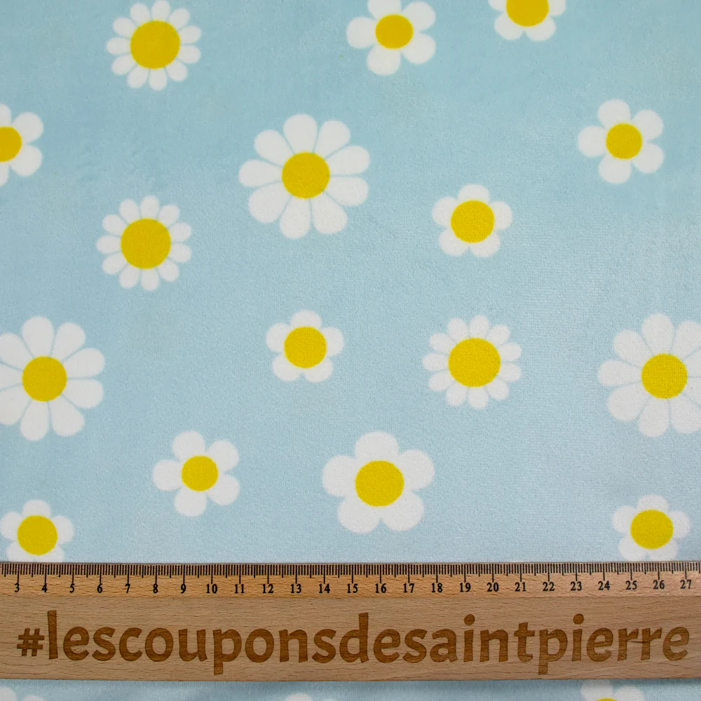 Jersey de velours nicky imprimé marguerite fond ciel - Image 3