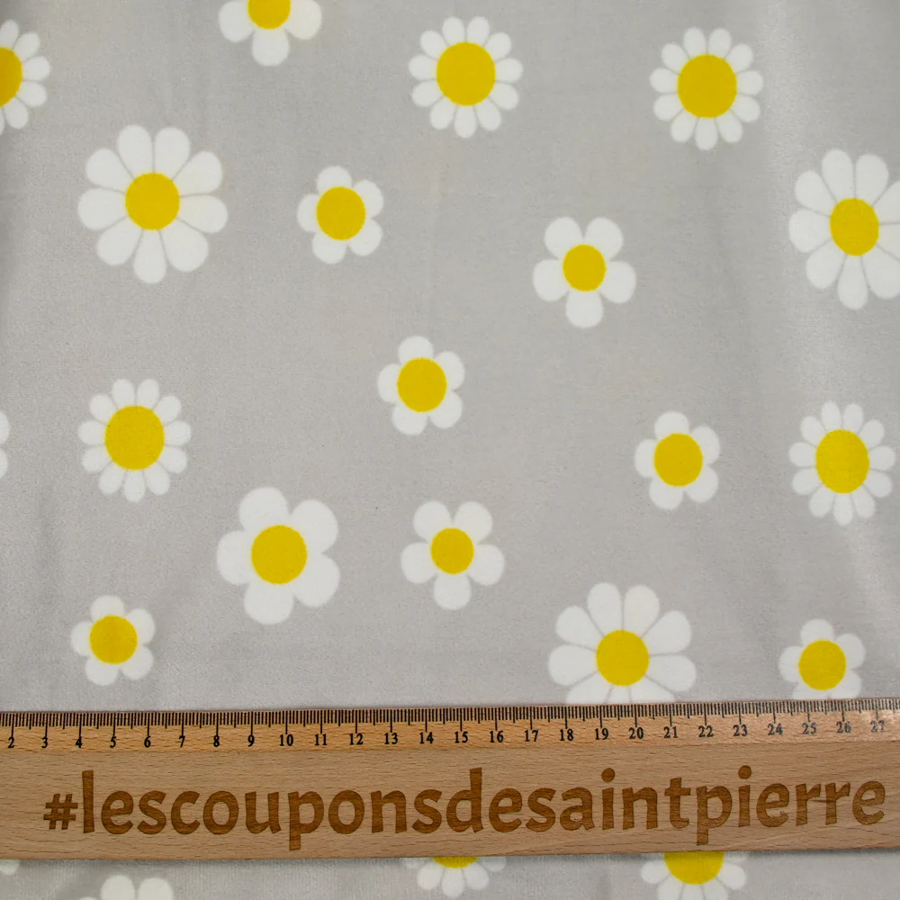 Jersey de velours nicky imprimé marguerite fond gris - Image 3