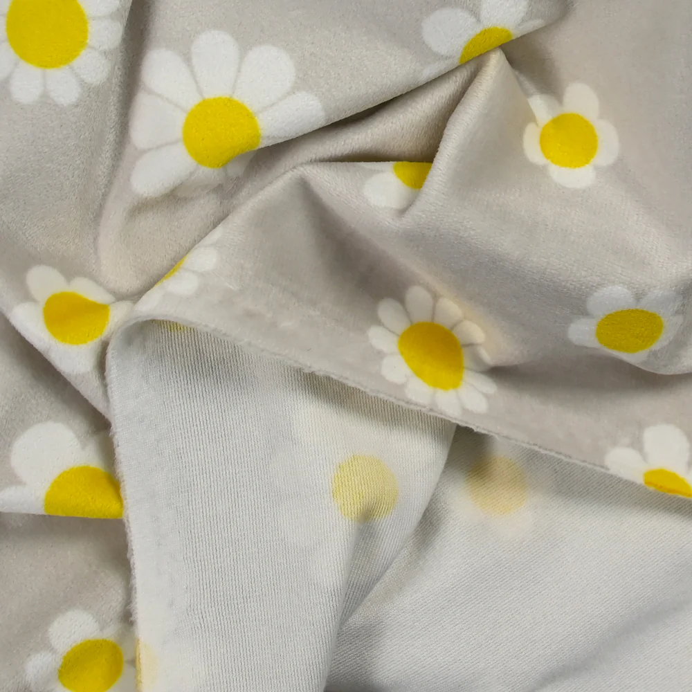 Jersey de velours nicky imprimé marguerite fond gris - Image 4