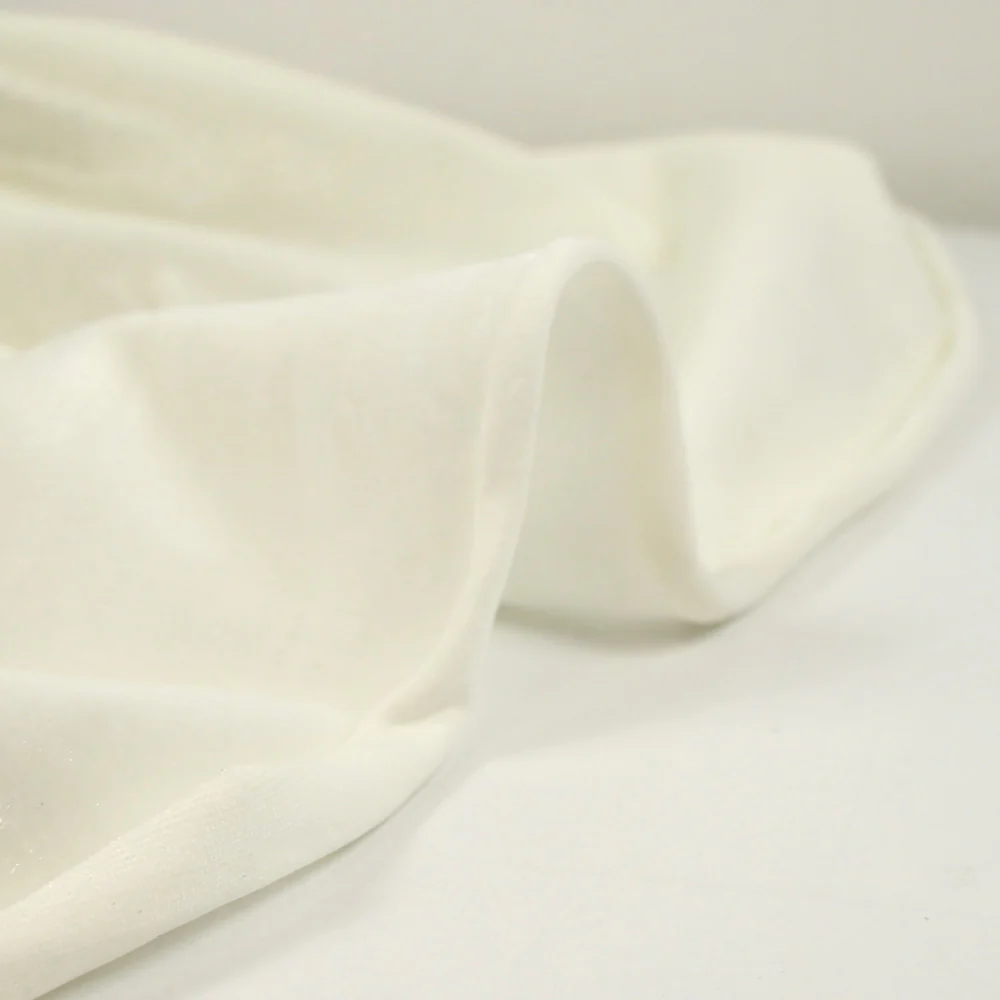 Jersey de velours ras brillant blanc cassé - Image 4