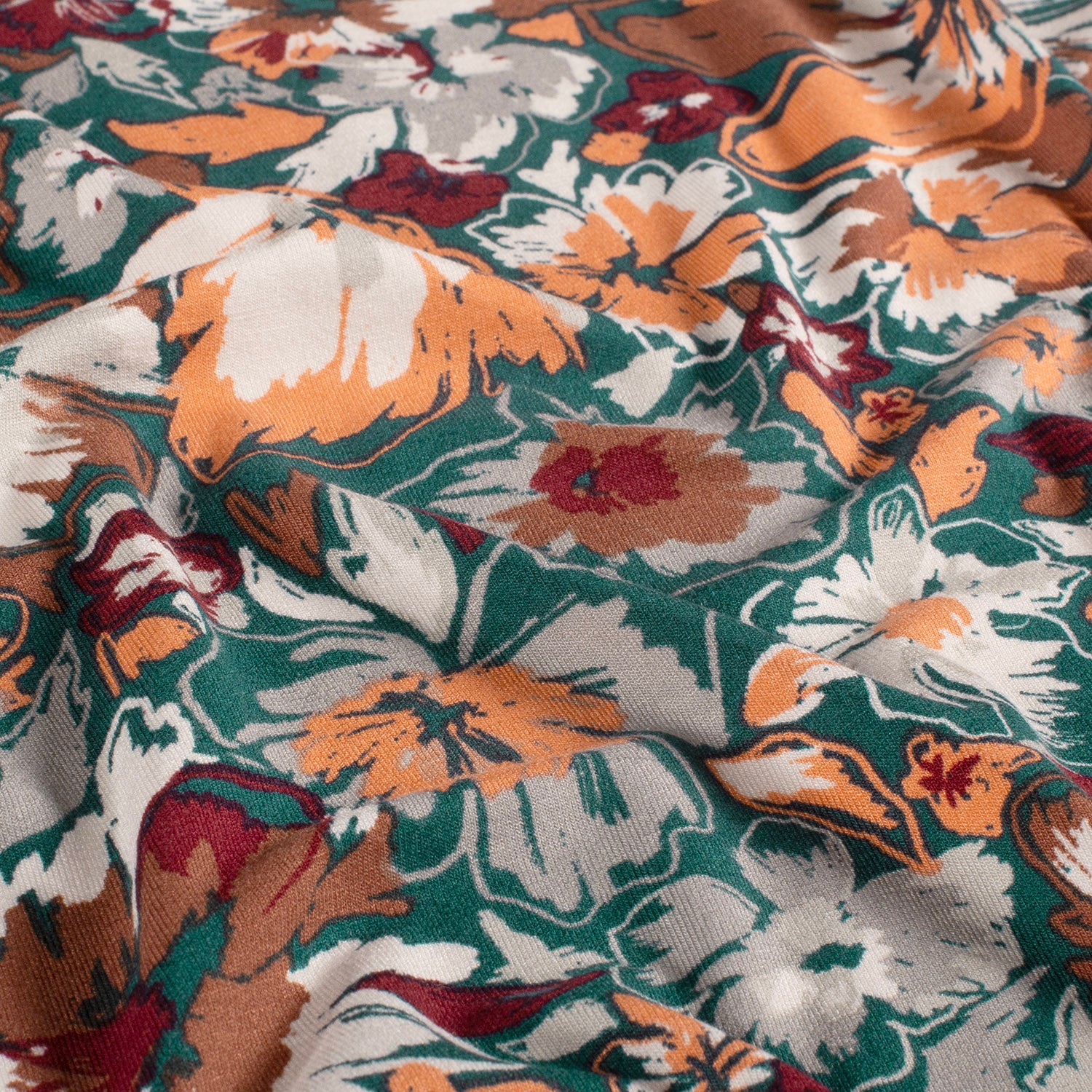 Jersey de viscose imprimé fleurs fond canard - Image 3
