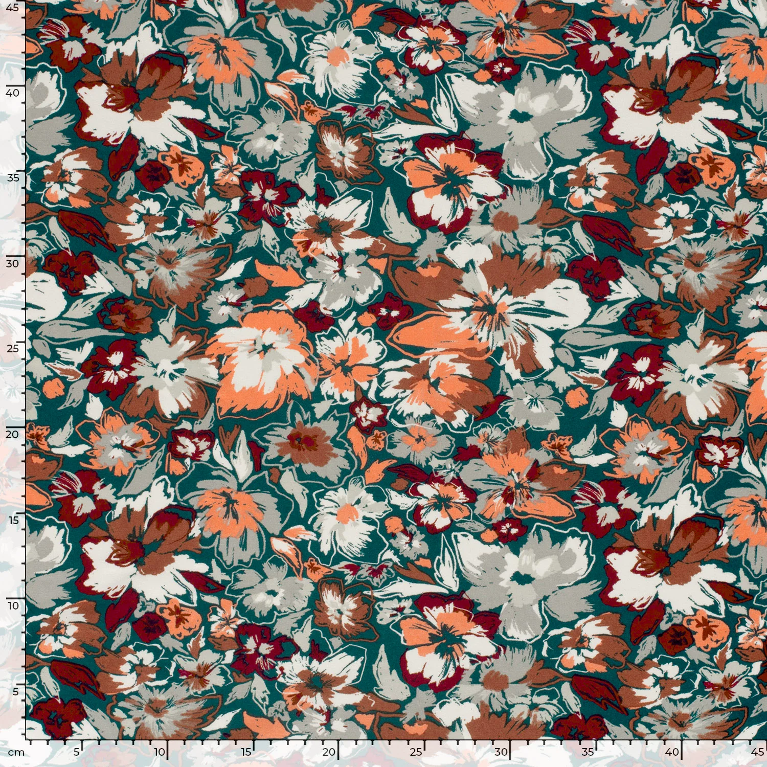 Jersey de viscose imprimé fleurs fond canard - Image 4