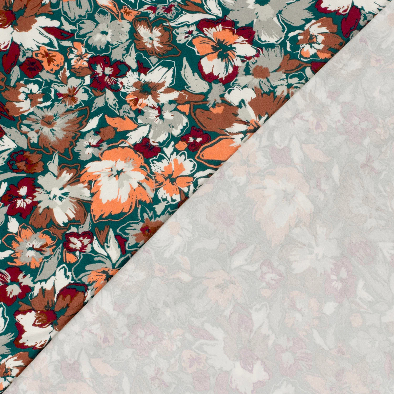 Jersey de viscose imprimé fleurs fond canard - Image 5