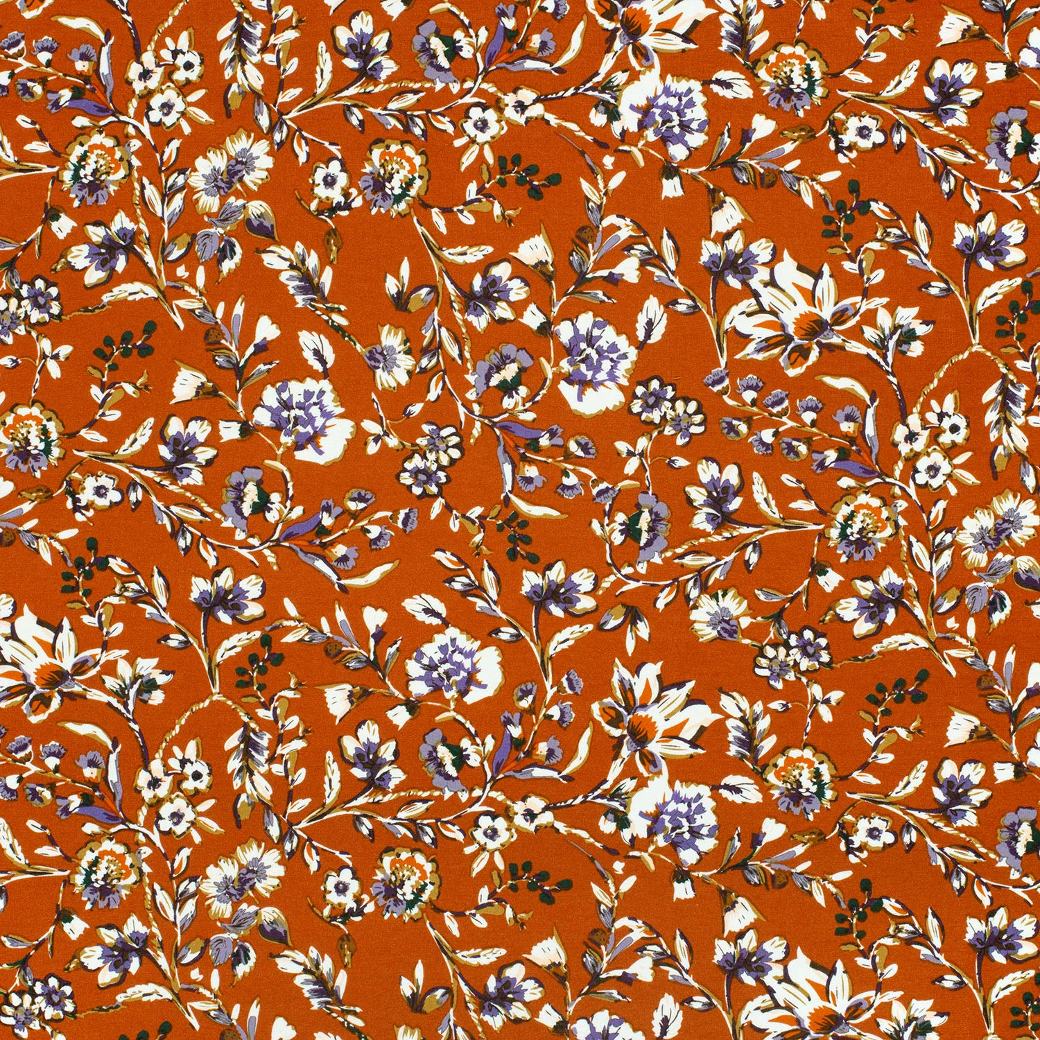 Jersey de viscose imprimé fleurs fond marron - Image 3