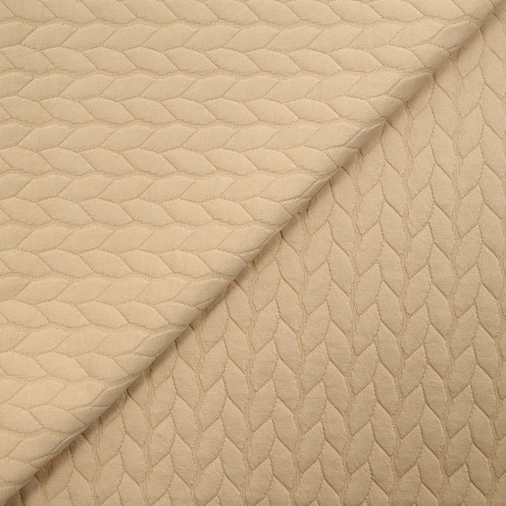 Jersey matelassé tresses fond beige