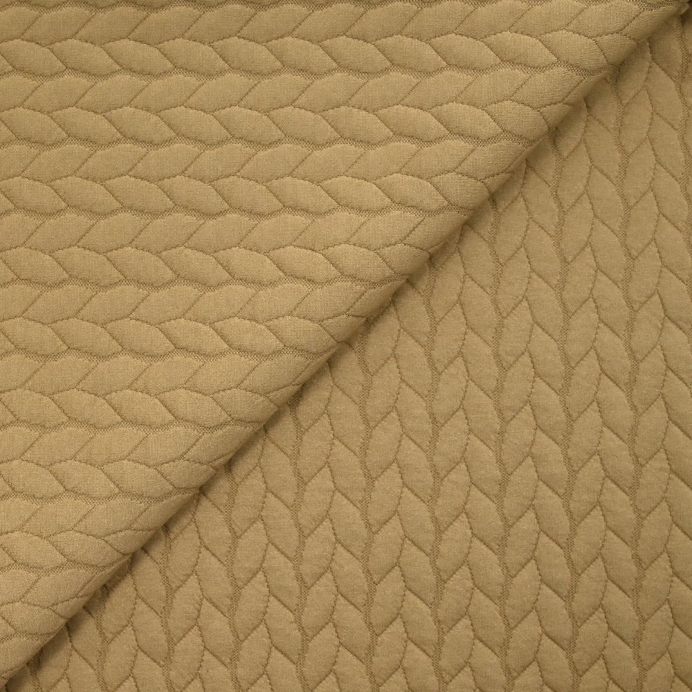 Jersey matelassé tresses fond camel